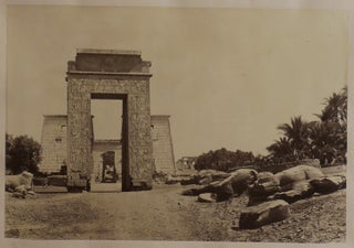 [Album with Twenty-One Original Albumen Photos of the Ancient Temples of Egypt (Djoser Pyramid in Saqqara, Temples in Dendera, Karnak, Luxor, Abu Simbel, Philae Island), Nile’s First Cataract, Tombs of the Califs and Sultan Hassan Mosque in Cairo, the Bacchus Temple in Baalbec, Wailing Wall in Jerusalem, the Valley of Josaphat, and others, Titled:] Documents Archéologiques sur la Egypte. Nubie. Syrie. P. Verdier de Latour, 1875.