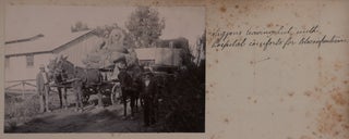 [Album with 150 Gelatin Silver Photos, Illustrating the Visit to South Africa by the Sister-in-Law and Niece of the British Secretary of State for the Colonies during the Second Boer War; the Photos Show Doctors and Patients of Military Hospital No. 1 in Wynberg, Maitland Military Camp, Mrs. and Miss Chamberlain with Donations for Soldiers, “Waggons, Leaving Hut with Hospital Comforts for Bloemfontein,” Mafeking Railway Station and Armoured Train, Boer Commanders and Prisoners of War, Native “Victims of Boers,” Partly Destroyed Lang’s Nek Railway Tunnel, Views of Cape Town and Environs, Shashi River, Kimberley Diamond Mines, etc.].