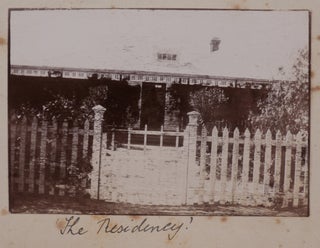 [Album with 150 Gelatin Silver Photos, Illustrating the Visit to South Africa by the Sister-in-Law and Niece of the British Secretary of State for the Colonies during the Second Boer War; the Photos Show Doctors and Patients of Military Hospital No. 1 in Wynberg, Maitland Military Camp, Mrs. and Miss Chamberlain with Donations for Soldiers, “Waggons, Leaving Hut with Hospital Comforts for Bloemfontein,” Mafeking Railway Station and Armoured Train, Boer Commanders and Prisoners of War, Native “Victims of Boers,” Partly Destroyed Lang’s Nek Railway Tunnel, Views of Cape Town and Environs, Shashi River, Kimberley Diamond Mines, etc.].