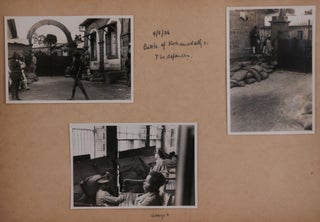 [Collection of Three Albums with ca. 307 Original Gelatin Silver Photos, Taken and Collected by a British Vice-Consul in Addis Ababa Shortly Before and During the Second Italo-Ethiopian War, Showing Addis Ababa and Jimma, Emperor Haile Selassie I, German and Italian Ambassadors in Ethiopia, Members of the British Legation, Italian Military Planes and Airfield at Mekelle, Bombing of Ethiopian Troops and Villages, Burning and Looting of Addis Ababa in May 1936, Refugee Camp at the British Legation, etc.; With: a Menu of “A Dinner at the Lansdowne Club on Friday, April 30th 1937, for Those who were in Abyssinia During the Autumn, Winter and Spring of 1935 and 1936,” Signed by Trapman and over a Dozen Other Participants].