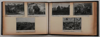 [Album with 36 Original Gelatin Silver Photographs, Taken and Collected by an Associate of the “Assam Oil Company” and Showing the Company Settlement with Bungalows, Oil Reservoirs and Railway Tracks, Construction of Oil Derricks, Arriving Train (apparently, of the Assam Railway & Trading Co.), Company’s Associates, Native People of Assam, Working Elephants, &c.].