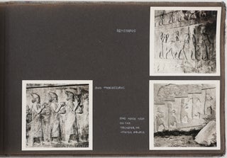 [Album with 36 Original Vernacular Gelatin Silver Photographs, Showing Persepolis (Aerial View, Entrance Hall, Apadana Palace Columns and Reliefs, Throne Hall, the Tachara, Tombs of Darius I and Xerxes I at the Naghsh-e-Rostam Necropolis); Titled:] Persepolis or Tacht-i-Jamshid, from the Travels of KGH, April 11 and 12, 1957.