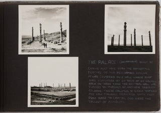 [Album with 36 Original Vernacular Gelatin Silver Photographs, Showing Persepolis (Aerial View, Entrance Hall, Apadana Palace Columns and Reliefs, Throne Hall, the Tachara, Tombs of Darius I and Xerxes I at the Naghsh-e-Rostam Necropolis); Titled:] Persepolis or Tacht-i-Jamshid, from the Travels of KGH, April 11 and 12, 1957.