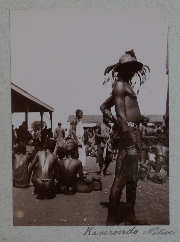 Item #56 [Album with Fifty-Six Original Gelatin Silver Photographs of British and German East Africa, Including Views of Nairobi, Kisumu, Mombasa, Kampala, Tanga, Magila, Ripon Falls, Lake Victoria, Kabaka Lake, Portraits of Kikuyu, Kavirondo, Kamba People, &c.]. UGANDA AFRICA – KENYA, TANZANIA.