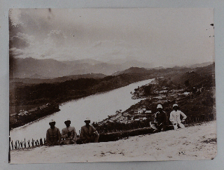 [Album with 68 Large Original Albumen and Gelatin Silver Photographs of Tonkin (Northern Vietnam), Showing Hanoi, Haiphong, Viet Tri, Lang Son and Song Ky Cung River, Lao Cai and the Red River (Song Hong), Do Son, Bat Bac, Bao Ha, My Tho, Black River (Song Da) near Cho Bo, and Ha Long Bay, Destruction of a Settlement Caused by a Typhoon, a Group Portrait of “Famille de Koat, chef pirate soumis,” &c.].