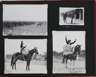 [Album with 189 Original Gelatin Silver Photographs of the 13th/18th Royal Hussars’ Military Service on the North West Frontier, Showing Group Portraits of the Regiment’s Officers, Military Marches and Reviews, Cantonments, Khyber Pass, Landi Kotal, Peshawar, Lahore, Attock, Aerial Views of the Himalayas, Nowshera, Jamrud and Attock Forts, Taj Mahal, Delhi, Gilgit Landing Ground, Takht-i-Bahi Ruins near Mardan, Destruction after the 1935 Quetta Earthquake, Robert Baden-Powell in Risalpur].