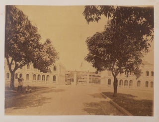 [Album with 95 Original Albumen Photographs of French Colonial Vietnam, Showing Saigon (Harbour, Arsenal, Grand Canal, Notre Dame Cathedral Basilica before and after its Construction was Completed, Mong Bridge, Buildings of “Banque de l’Indochine” and “Hongkong & Shanghai Banking Corporation,” Barracks of French Marines, &c.), Hoa Nghiem Cave in the Marble Mountains, Cap St. Jacques, French Naval Boat Armed with Guns, Portraits of Vietnamese Indigenous People, Bull Cart Drivers, Boatsmen, Rickshaw Drivers, Peasants Planting Rice, an Elder, a Mother with Child (Apparently, Suffering from Leprosy), French Residents and their Mansions, &c.].