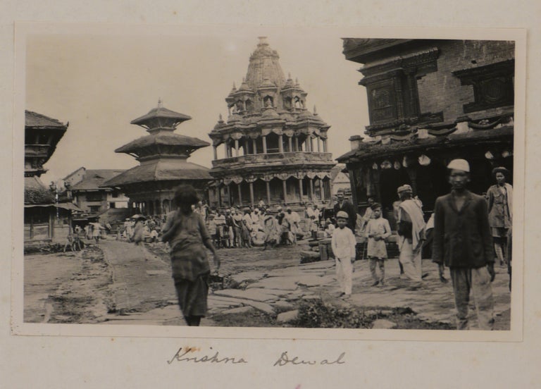 Item #605 [Album with 195 Original Gelatin Photographs of Nepal, Showing the British Legation, Hindu and Buddhist Sites and Temples in Kathmandu and Environs (Patan Durbar Square, Pashupatinath Temple, Swayambhunath Buddhist Complex, Boudhanath Temple, Taleju Temple, Rani Pokhari Pond, Durbar Hall, Changu Narayan Temple), Public Celebrations of Indra Jatra and Dashain Hindu Festivals in Kathmandu (Street Processions, Parade of Troops, Buffalo Sacrifice, Blessing of the Colours), Portraits of Several Nepalese High Ranking Military Officers, Kakani Village and Views of the Himalayas Taken there, Portraits of Nepalese People, R.S. Underhill, a British engineer who Constructed Nepal’s First Cargo Ropeway, &c.]. ASIA - NEPAL.