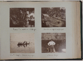 [Album with 106 Original Gelatin Silver Photographs, Documenting an Early Travel up the Congo and Ubangi Rivers to Fort Crampel in French Congo (now Kaga-Bandoro, Central African Republic) and Showing Boma, Matadi, Bangui, Ibenga Village, Ubangi, Nana and Chari Rivers, Fort Crampel, French Fortifications, a Hotchkiss Gun, Bush Camps during the Suppression of Local Tribes, Village Scenes, Portraits of Bondjo (Ekonda), M’Bres, M’Gaos and Ouham People, Members of Native Militia, a Doctor Pulling a Teeth, a Local Chief, &c.].