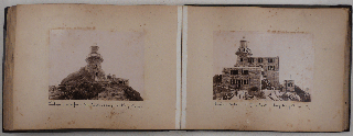 [Album with 42 Original Large Albumen Photographs of Hong Kong and Macao, with Excellent Views of Victoria Peak Summit and Tramway, Mount Austin Hotel, the Peak Hotel, Mount Kellett, “No. 6 Police Station,” Interior of the Tramway’s Engine House, Douglas Castle, Statue to Queen Victoria, Catholic Cathedral of the Immaculate Conception, Catholic Missionaries in Hong Kong, Warehouses of the Italian Consul Domenico Musso, Gap Rock lighthouse, A-Ma Temple in Macao, Ruins of the Church of St. Paul, a Macao Rickshaw Drivers and Gamblers, &c.].