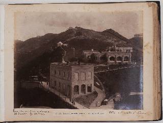 [Album with 42 Original Large Albumen Photographs of Hong Kong and Macao, with Excellent Views of Victoria Peak Summit and Tramway, Mount Austin Hotel, the Peak Hotel, Mount Kellett, “No. 6 Police Station,” Interior of the Tramway’s Engine House, Douglas Castle, Statue to Queen Victoria, Catholic Cathedral of the Immaculate Conception, Catholic Missionaries in Hong Kong, Warehouses of the Italian Consul Domenico Musso, Gap Rock lighthouse, A-Ma Temple in Macao, Ruins of the Church of St. Paul, a Macao Rickshaw Drivers and Gamblers, &c.].
