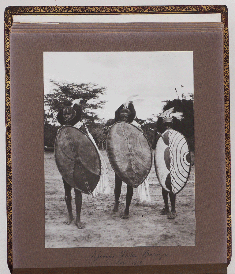 Item #610 [Album with 153 Original Gelatin Silver Photographs of a Trip to Eastern Kenya, Showing Mombasa, Nairobi, Uganda Railway, Elmenteita and Navaisha Stations, Nyuki and Tigrish Rivers, Lakes Baringo and Nakuru, Njemps (Ilchamus), Masaai, Kikuyu, Wandorobo (Dorobo) People and Their Villages, Camps and Armed Forces of British Punitive Expeditions, Mt. Longonot, River Voi, Taveta Village, Zanzibar, &c]. AFRICA - KENYA - ZANZIBAR, D.? MCDOWELL/MACDOWALL.