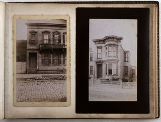 [Album with Nineteen Early Original Albumen Photographs from the Collection of Samuel Parsons - a San Francisco Resident and Employee of a Local Wall Paper Dealer “George W. Clark & Co,” Including a Series of Parson’s Portraits, Views of His Residences and a Street of San Francisco, the Storefront of “George W. Clark & Co” on Market Street with Staff Members, Most likely Including Parsons, Scenes from an Outing in the Redwood Forest, &c.; with a Later Gelatin Silver Portrait of a Young Girl at the Rear].